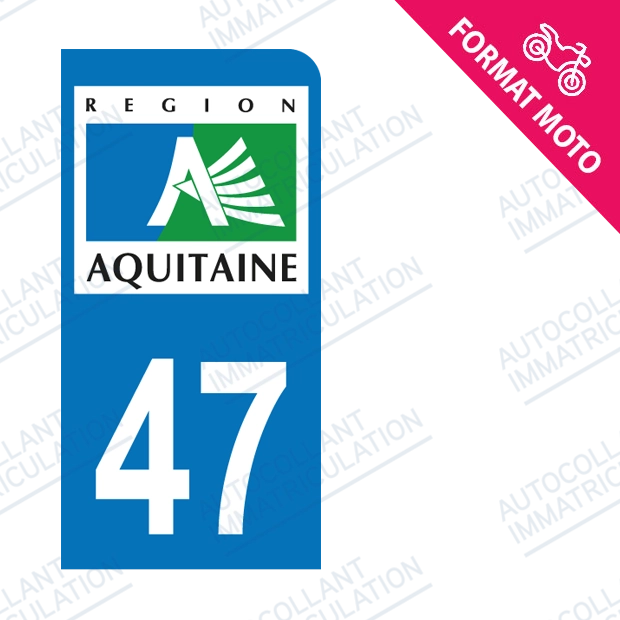 Moto - Sticker immatriculation 47 - Lot et Garonne new