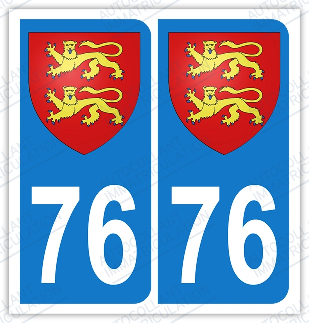 Auto - Sticker immatriculation 76 - Blason normand