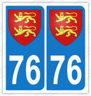 Auto - Sticker immatriculation 76 - Blason normand