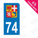 Moto - Sticker immatriculation 74 - Blason Auvergne Rhône Alpes new