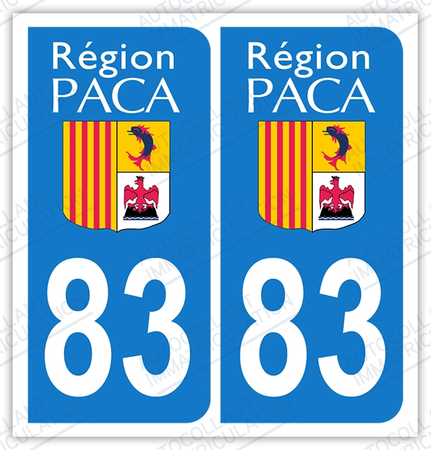 Auto - Sticker immatriculation 83 – Provence-Alpes-Côtes d'Azur