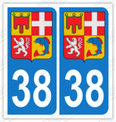 Sticker immatriculation 38 - Blason Auvergne Rhône Alpes
