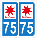 Auto - Sticker immatriculation 75 – Ile-de-France