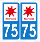 Auto - Sticker immatriculation 75 – Ile-de-France