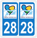 Auto - Autocollant plaque immatriculation 28 - Centre - Val de Loire