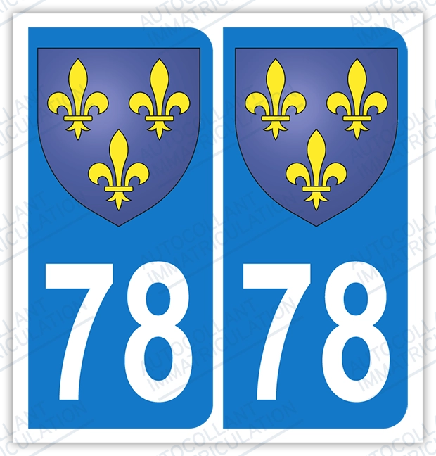 Auto - Sticker immatriculation 78 - Blason Ile de France