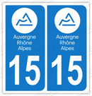 Auto - Autocollant immatriculation 15 – Auvergne-Rhône-Alpes