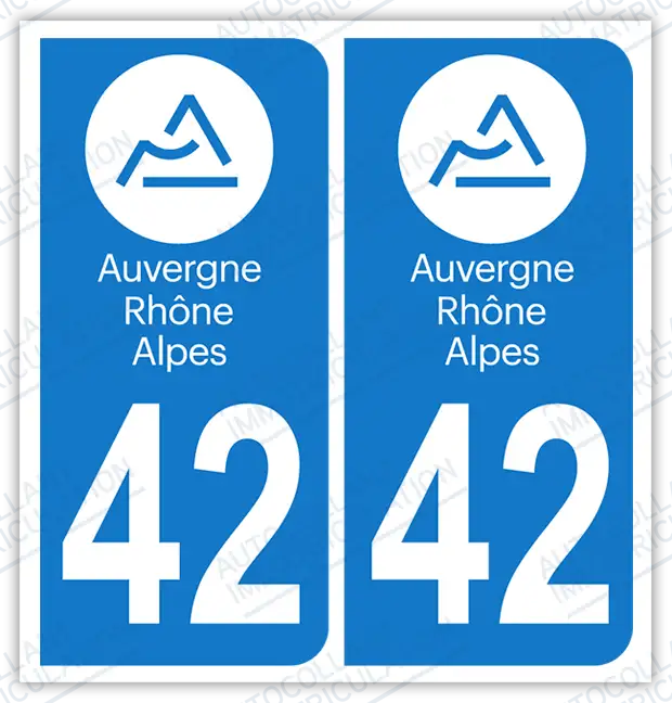 Auto - Autocollant immatriculation 42 – Auvergne-Rhône-Alpes