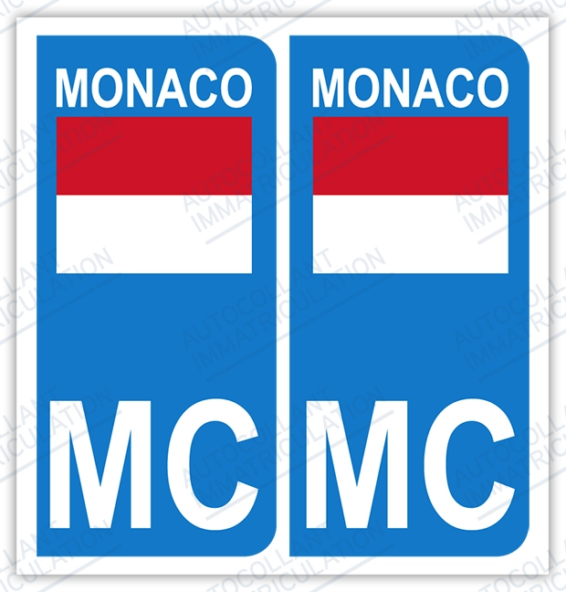 Sticker immatriculation MC – Monaco pour plaque Auto