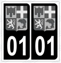 Auto - Autocollant immatriculation 01 - Blason Auvergne Rhône Alpes