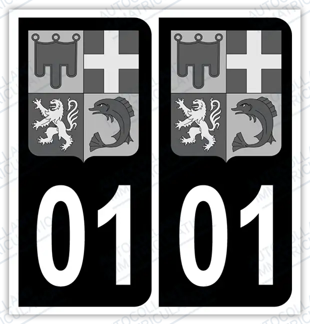 Auto - Autocollant immatriculation 01 - Blason Auvergne Rhône Alpes