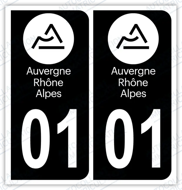 Auto - Sticker immatriculation 01 – Auvergne-Rhône-Alpes