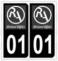Auto - Autocollant immatriculation 01 - Nouveau logo Rhône Alpes