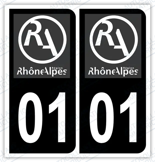 Auto - Sticker immatriculation 01 – Rhône-Alpes