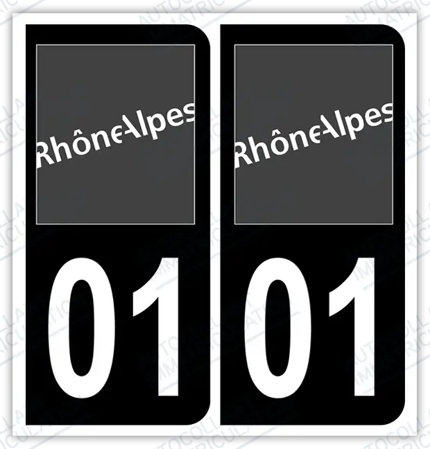 Auto - Sticker immatriculation 01 – Rhône-Alpes