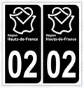 Auto - Autocollant immatriculation 02 – Hauts-de-France