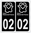 Auto - Autocollant immatriculation 02 – Hauts-de-France