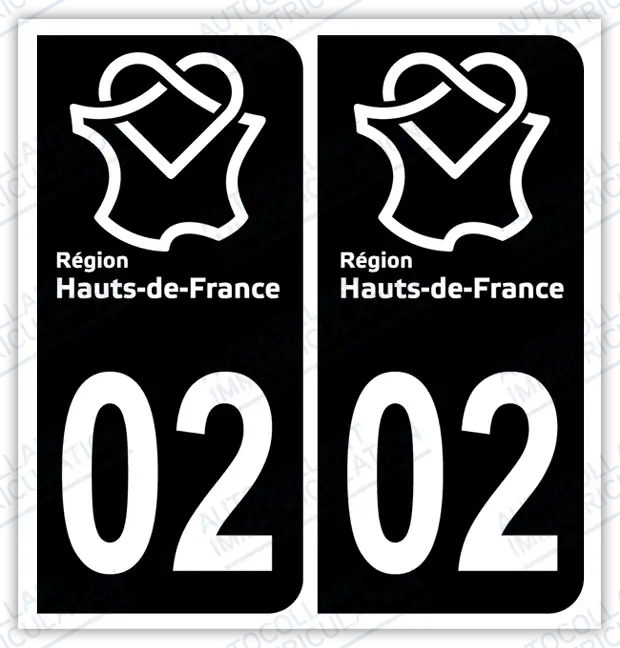 Auto - Autocollant immatriculation 02 – Hauts-de-France