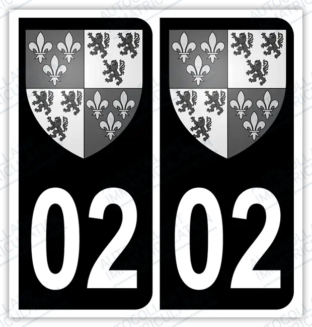 Auto - Autocollant immatriculation 02 – Blason Picardie