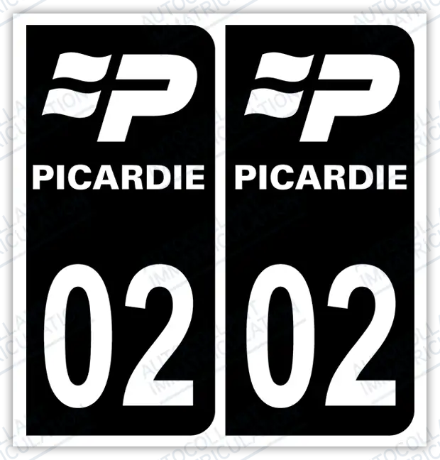 Auto - Autocollant immatriculation 02 – Picardie