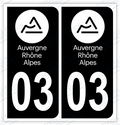 Auto - Autocollant immatriculation 03 – Auvergne Rhône Alpes