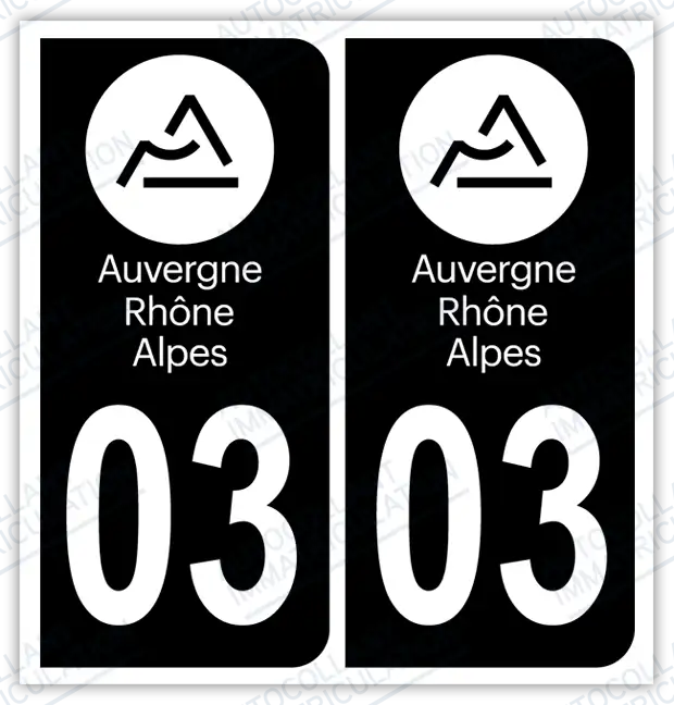 Auto - Autocollant immatriculation 03 – Auvergne Rhône Alpes