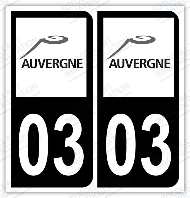 Auto - Autocollant immatriculation 03 – Auvergne-Rhône-Alpes