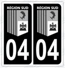 Auto - Autocollant immatriculation 04 – Région Sud