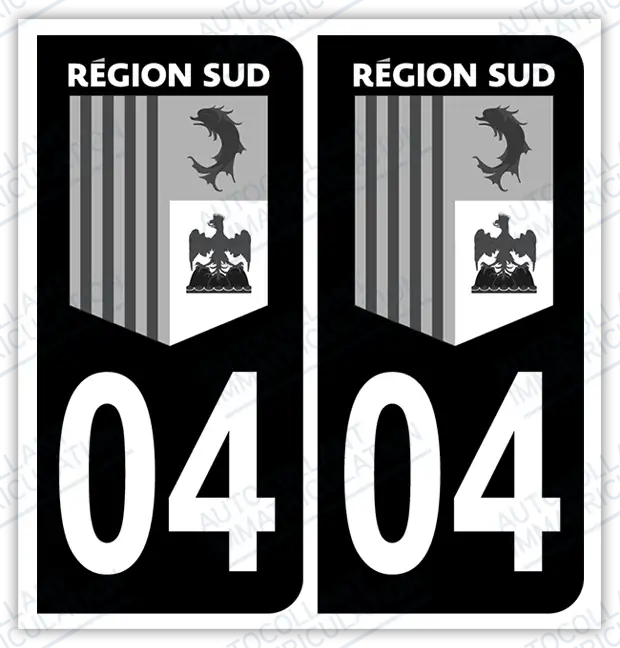 Auto - Autocollant immatriculation 04 – Région Sud