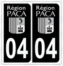 Auto - Autocollant immatriculation 04 – Provence-Alpes-Côte d'Azur