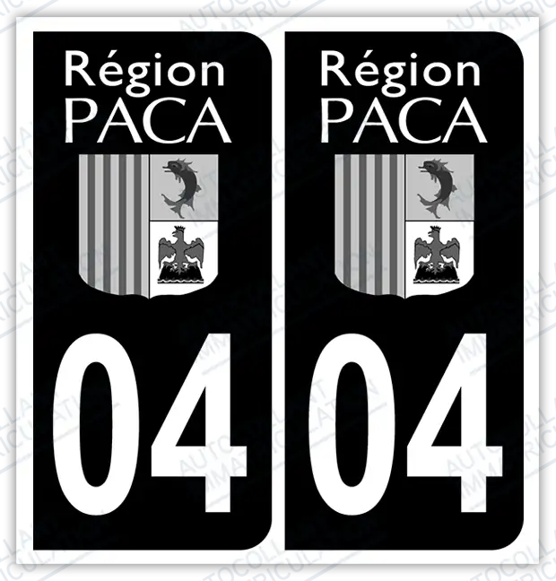 Auto - Autocollant immatriculation 04 – Provence-Alpes-Côte d'Azur