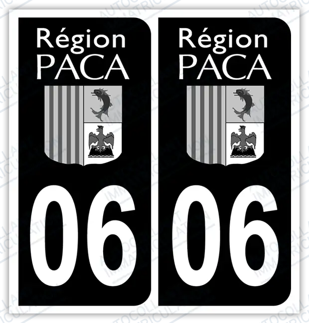 Auto - Autocollant immatriculation 06 – Provence-Alpes-Côte d'Azur