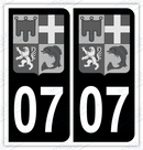 Auto - Autocollant immatriculation 07 – Blason Auvergne Rhône-Alpes