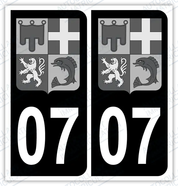 Auto - Autocollant immatriculation 07 – Blason Auvergne Rhône-Alpes