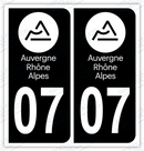 Auto - Autocollant immatriculation 07 – Auvergne-Rhône-Alpes