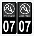 Auto - Autocollant immatriculation 07 - Nouveau logo Rhône Alpes
