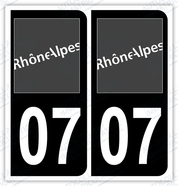 Auto - Autocollant immatriculation 07 – Rhône-Alpes