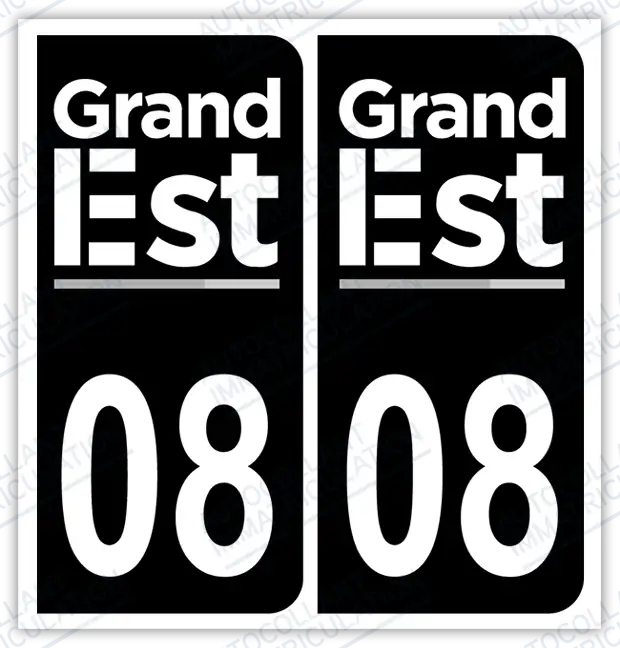 Auto - Autocollant immatriculation 08 – Grand-Est
