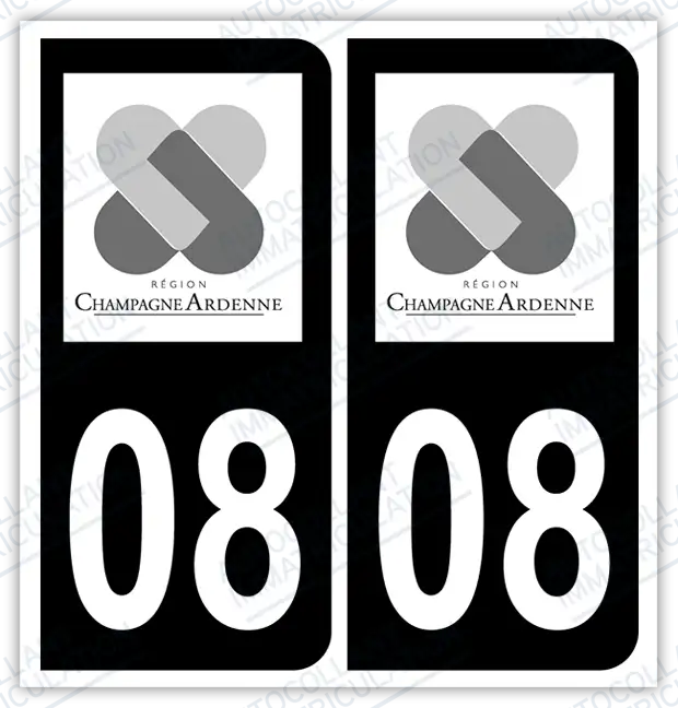 Auto - Autocollant immatriculation 08 – Grand Est