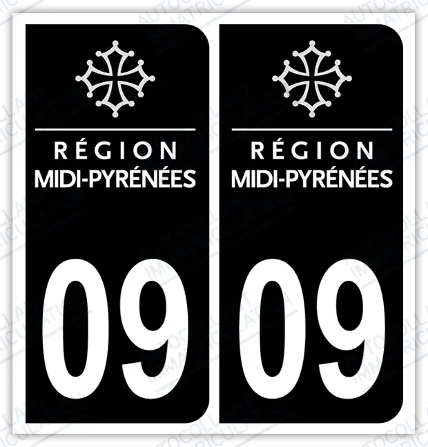 Auto - Autocollant immatriculation 09 – Occitanie
