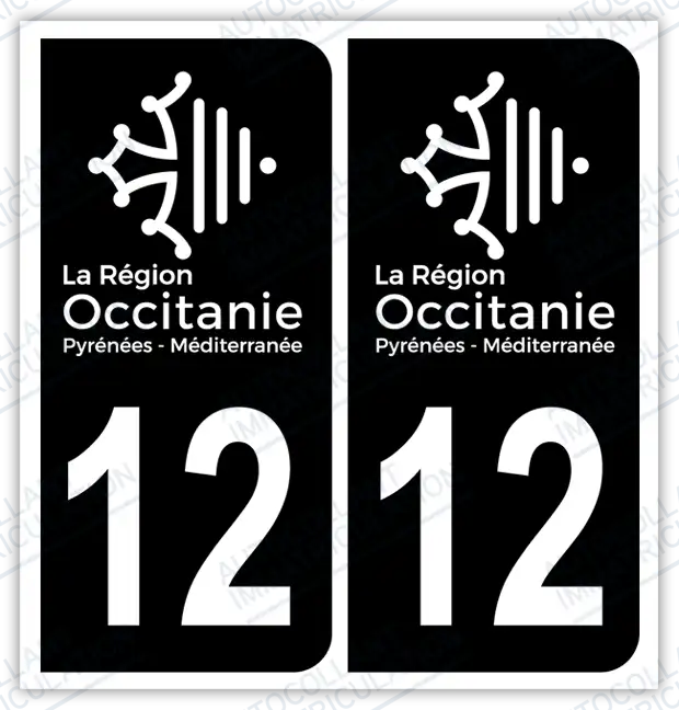 Auto - Autocollant immatriculation 12 – Occitanie