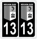 Auto - Autocollant immatriculation 13 – Région Sud