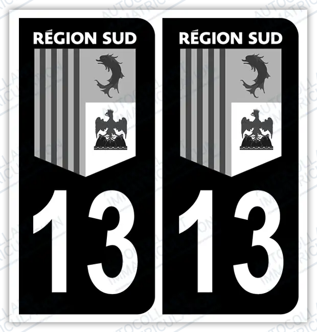Auto - Autocollant immatriculation 13 – Région Sud