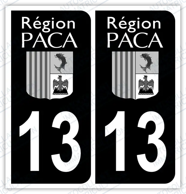 Auto - Autocollant immatriculation 13 – Provence-Alpes-Côte d'Azur