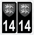 Auto - Autocollant immatriculation 14 – Blason Normandie