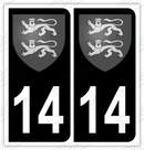 Auto - Autocollant immatriculation 14 – Blason Normandie