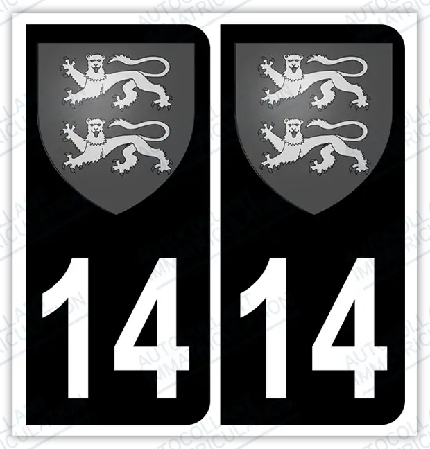 Auto - Autocollant immatriculation 14 – Blason Normandie