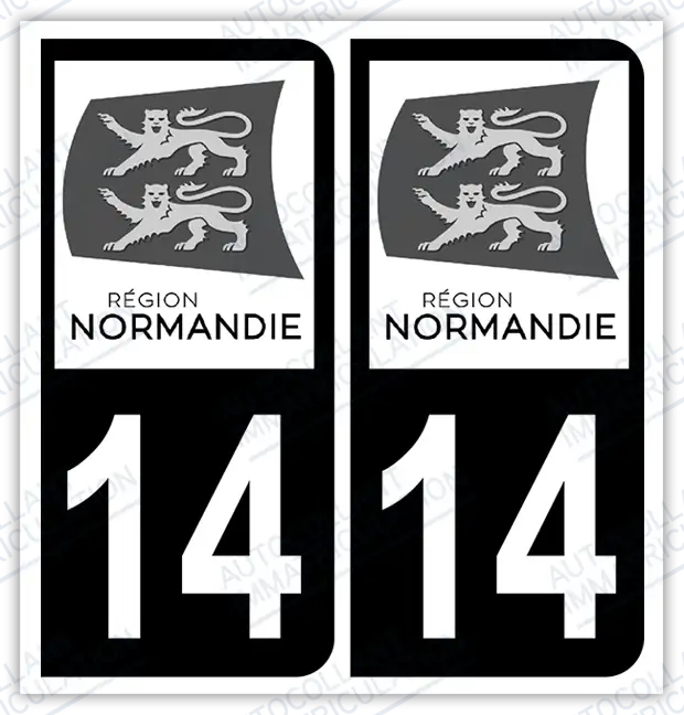 Auto - Autocollant immatriculation 14 – Normandie