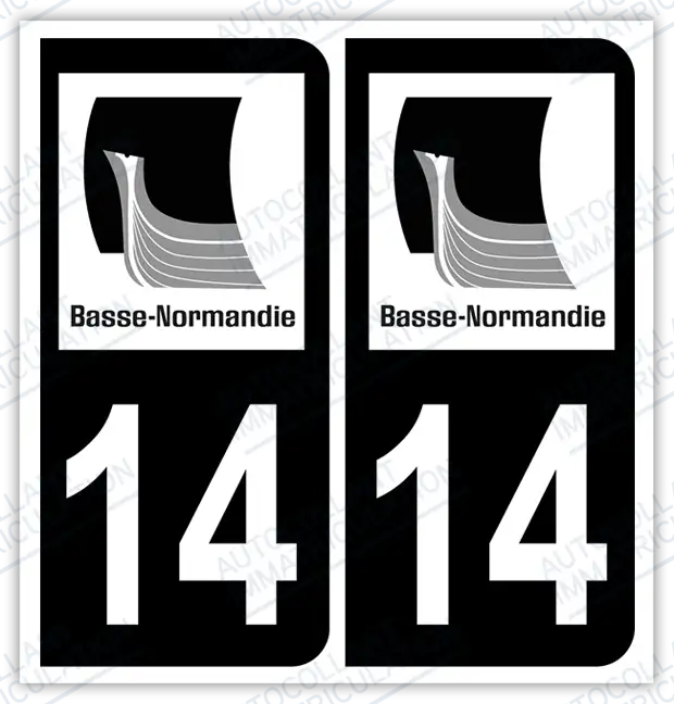 Auto - Autocollant immatriculation 14 – Normandie