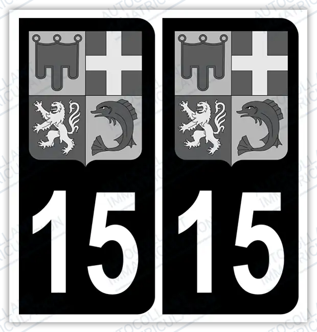 Auto - Autocollant immatriculation 15 – Blason Auvergne-Rhône-Alpes